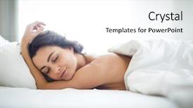  Presentation with sleeping - Presentation design with women shormones - beautiful young woman sleeping background and a white colored foreground