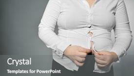  Presentation with patients and weight loss - Cool new PPT layouts with women shormones - overweight woman trying to button backdrop and a gray colored foreground
