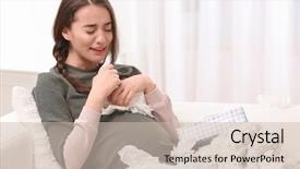  Presentation with woman crying - Amazing slides having women shormones - young pregnant woman crying backdrop and a soft green colored foreground