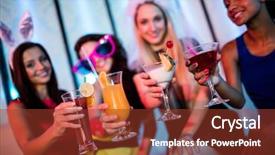  Presentation with cocktail bar - Theme having women showing glass of cocktail background and a  colored foreground