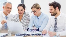  Presentation with work - Colorful slides enhanced with women sitting desk - business colleagues discussing office work backdrop and a lemonade colored foreground