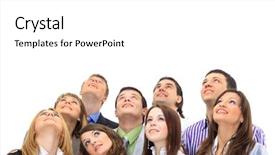  Presentation with men women are equal - PPT theme consisting of women smiling and looking upward background and a white colored foreground