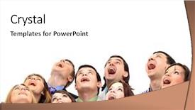  Presentation with men women are equal - Cool new presentation theme with women smiling and looking upward backdrop and a white colored foreground