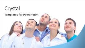  Presentation with women - Presentation theme having women smiling and looking upward background and a  colored foreground