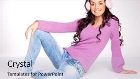  Presentation with nineteenth century woman - PPT layouts enhanced with women socks - dreamy young brunette woman wearing background and a  colored foreground