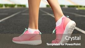  Presentation with health woman running female runner - Slide deck consisting of women socks - woman wearing pink sneakers background and a dark gray colored foreground