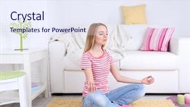  Presentation with yoga - Theme with women socks - young woman doing yoga background and a sky blue colored foreground