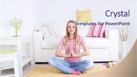  Presentation with yoga - Theme enhanced with women socks - young woman doing yoga background and a sky blue colored foreground