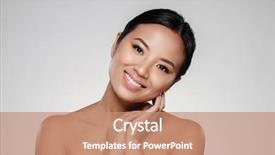  Presentation with digital lady leader - Audience pleasing theme consisting of women spa - cheerful half-naked asian lady touching backdrop and a coral colored foreground