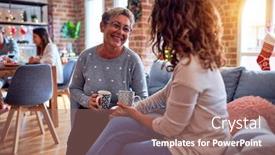  Presentation with coffe - PPT theme enhanced with sofa drinking cup of coffe background and a coral colored foreground