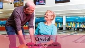  Presentation with people helping each teamwork couple - PPT theme enhanced with women sphere - happy mature couple looking background and a red colored foreground