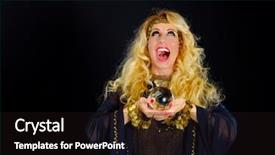  Presentation with fortune teller - Theme enhanced with women sphere - laughing woman fortune teller background and a wine colored foreground