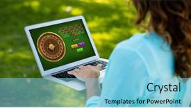  Presentation with roulette - Presentation theme having women sphere - online roulette game against woman background and a light blue colored foreground