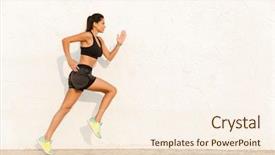  Presentation with fitness - Presentation theme with women sport - full length image of fitness background and a cream colored foreground