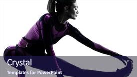  Presentation with running - PPT theme consisting of women sport - one young caucasian woman runner background and a navy blue colored foreground