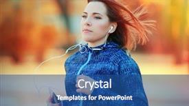  Presentation with park - PPT theme consisting of women sport - young woman jogging at park background and a ocean colored foreground