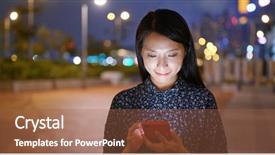  Presentation with smart city - Beautiful slide set featuring women status - woman read on smart phone backdrop and a red colored foreground