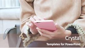  Presentation with smart city - Colorful presentation theme enhanced with women status - woman use of smart phone backdrop and a coral colored foreground