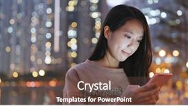  Presentation with smart city - PPT theme having women status - woman use of smart phone background and a tawny brown colored foreground