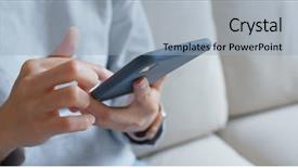  Presentation with home economics - Cool new slide deck with women status - working on cellphone at home backdrop and a light blue colored foreground