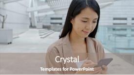  Presentation with mobile use - Colorful PPT theme enhanced with women status - young woman use of mobile backdrop and a coral colored foreground