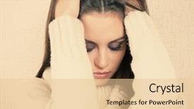  Presentation with women sad - Colorful theme enhanced with women stress - lonely sad woman near wall backdrop and a lemonade colored foreground