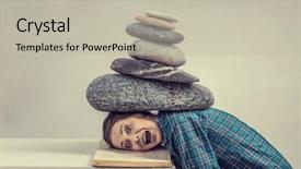  Presentation with stress - Amazing slides having women stress - she is preparing for exams backdrop and a mint green colored foreground