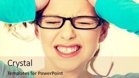  Presentation with angry - PPT theme with women stress - young angry teenager pulling her background and a coral colored foreground