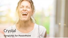  Presentation with young man and a woman - Slide deck featuring women stress - young beautiful woman stressful terrified background and a  colored foreground