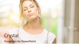  Presentation with overworked - Beautiful slide deck featuring women stress - young beautiful woman with sleepy backdrop and a lemonade colored foreground