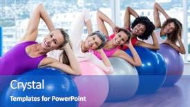  Presentation with christmas balls disco ball - PPT layouts featuring women stretching on exercise ball background and a  colored foreground