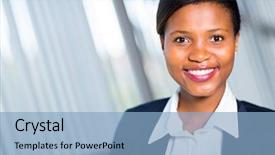  Presentation with cosmic african - Presentation theme featuring women success - portrait of successful young african background and a light blue colored foreground