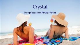  Presentation with amsterdam historical beautiful view - Audience pleasing theme consisting of women sunbathing on beach towel backdrop and a light blue colored foreground