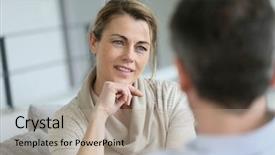  Presentation with home - Amazing presentation theme having women talking - couple at home sitting backdrop and a coral colored foreground