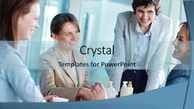  Presentation with friendly - Slide set enhanced with women talking - image of four businesswomen having background and a light blue colored foreground