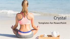  Presentation with yoga - Colorful slide set enhanced with fitness free - fit woman doing yoga beside backdrop and a light blue colored foreground