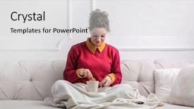  Presentation with relaxing - Presentation theme featuring tea coffee - relaxing on the sofa background and a light gray colored foreground