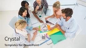  Presentation with design team - Colorful slide set enhanced with women teamwork - young design team going backdrop and a lemonade colored foreground