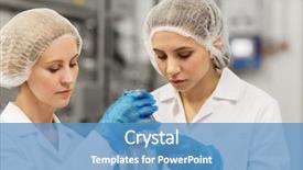  Presentation with manufacture - Slide deck featuring women technologists working at ice background and a  colored foreground