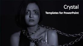  Presentation with neck femur - Slide deck with women trafficking - woman with chained neck background and a black colored foreground