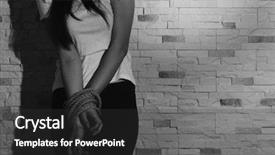  Presentation with brick wall - Slide deck enhanced with women trafficking - woman with tied hands background and a dark gray colored foreground
