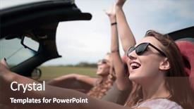  Presentation with women traveling - Amazing slides having women traveling in a car backdrop and a tawny brown colored foreground