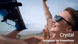  Presentation with women traveling - Presentation theme enhanced with women traveling in a car background and a tawny brown colored foreground