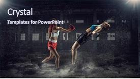  Presentation with women in media - PPT layouts featuring women ultimate fighting mixed media background and a  colored foreground