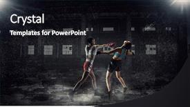  Presentation with women in media - Slide deck featuring women ultimate fighting mixed media background and a  colored foreground