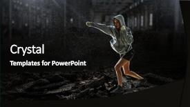  Presentation with women in media - Slide deck having women ultimate fighting mixed media background and a  colored foreground