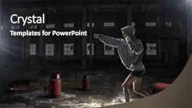  Presentation with women in media - Slides having women ultimate fighting mixed media background and a black colored foreground