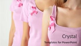  Presentation with breast cancer awareness - PPT theme consisting of women united with breast cancer background and a lemonade colored foreground