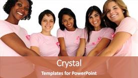  Presentation with diverse women - PPT layouts with women united with breast cancer background and a coral colored foreground