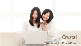  Presentation with women - Theme with women using a laptop computer background and a lemonade colored foreground